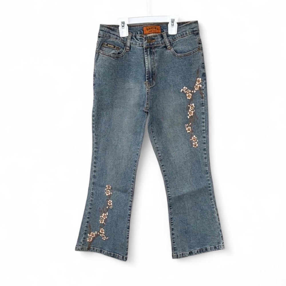 Vintage Daniel Jeans U.S.A Floral Embroidered Denim Flare Jeans Size 5
